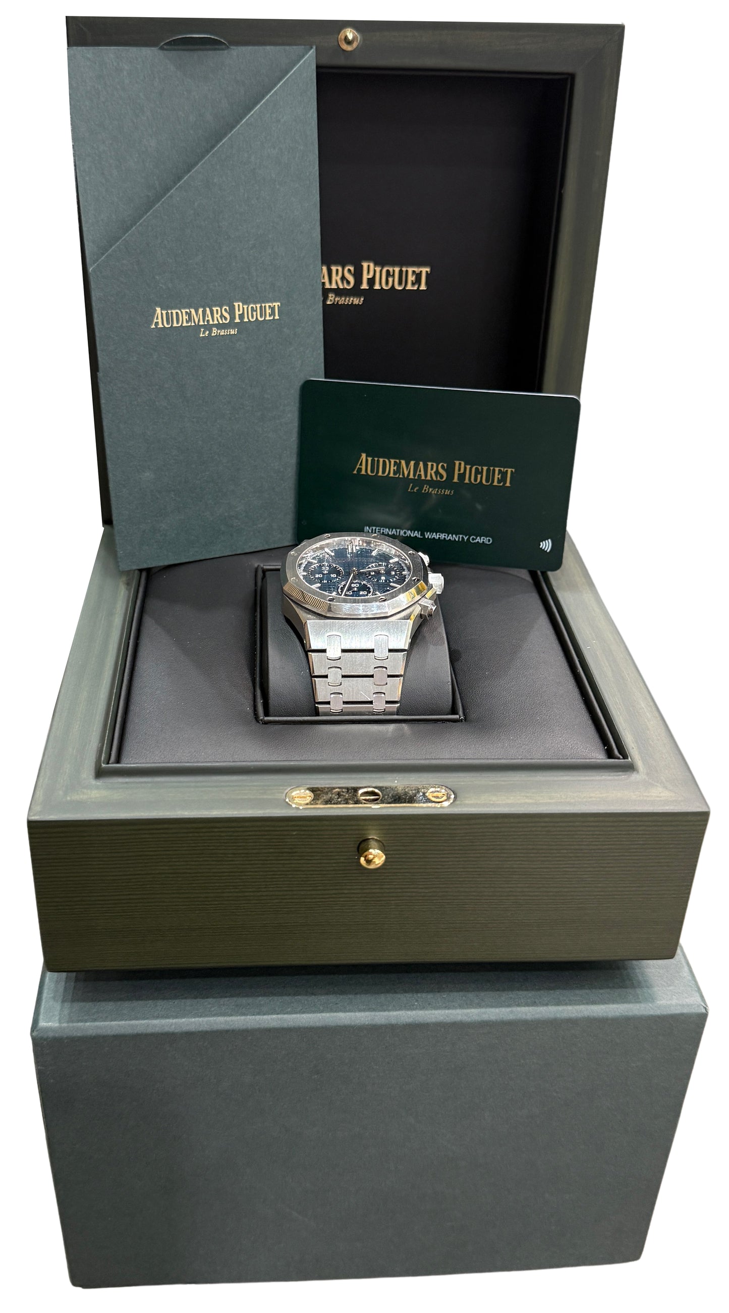 2023 Audemars Piguet Royal Oak Chronograph BLUE Steel 41mm 26240ST Box Papers
