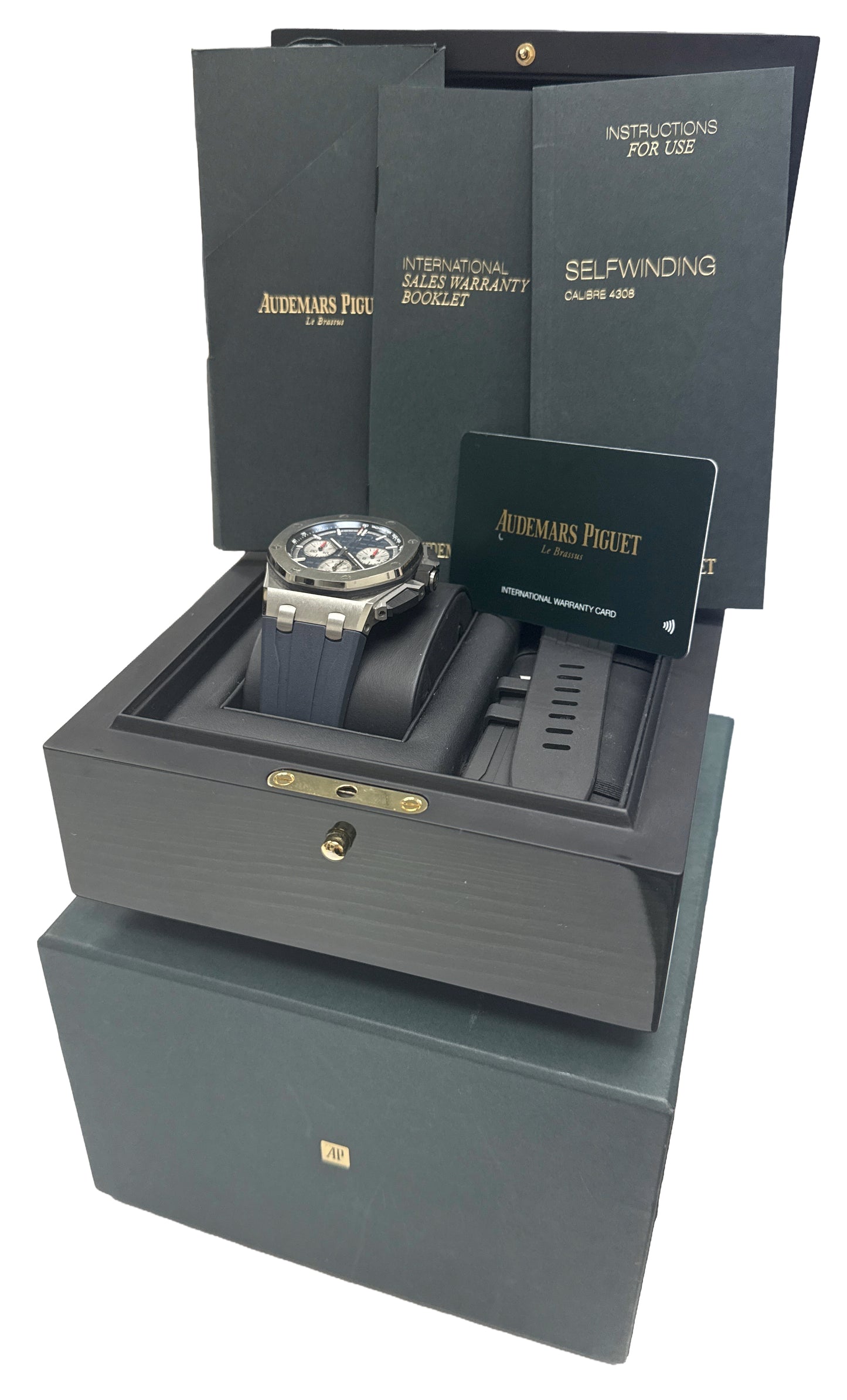 PAPERS Audemars Piguet Royal Oak Offshore BLUE Titanium Rubber 43mm 26420TI BOX