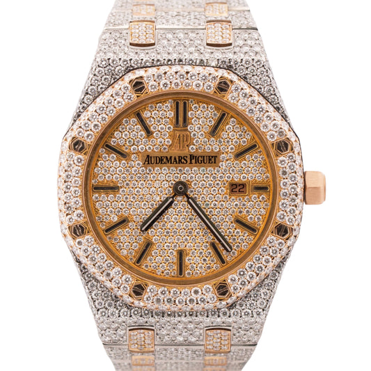 Audemars Piguet Royal Oak PAVE DIAMOND 18K Rose Gold Steel 33mm Watch 67650SR