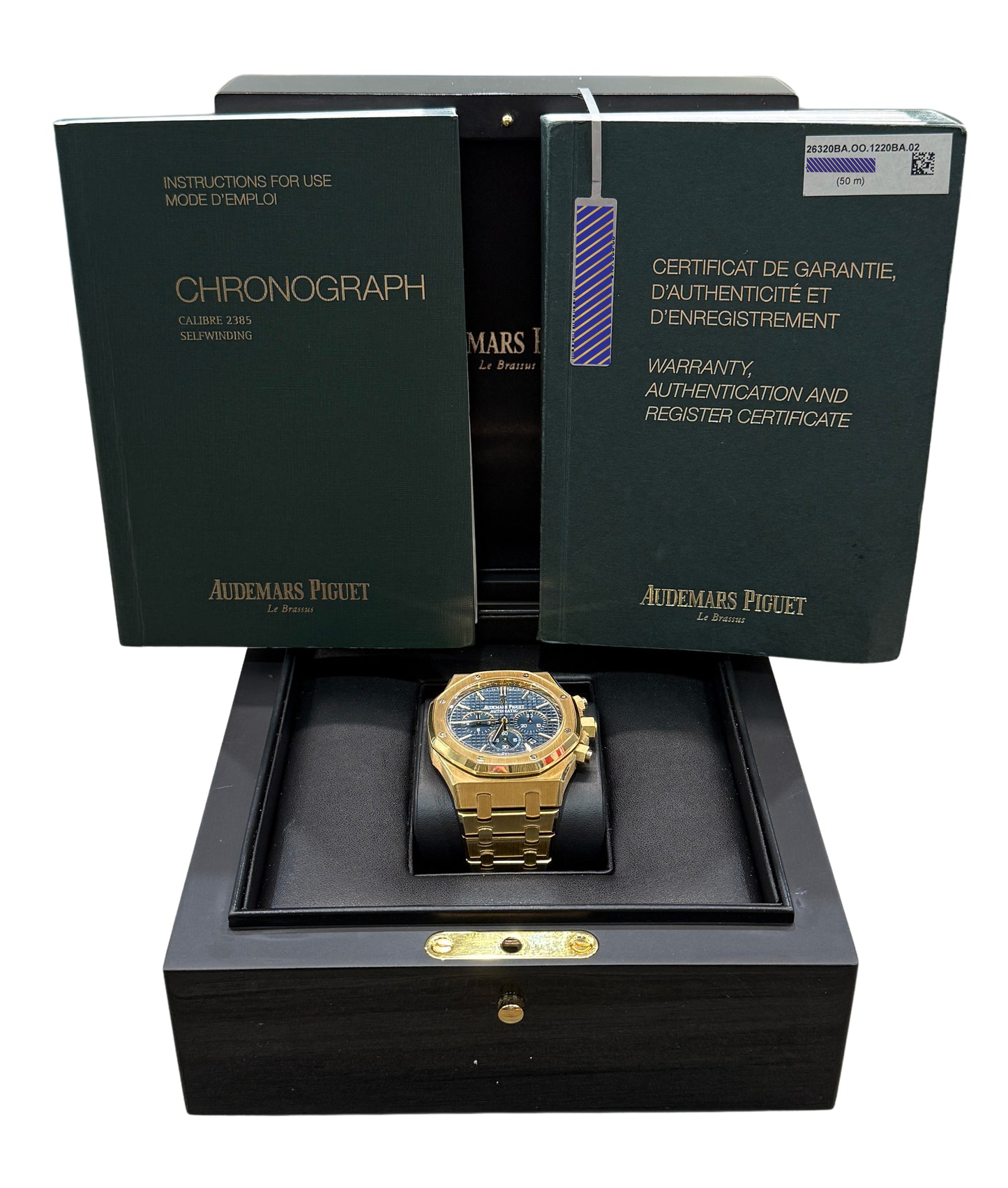 2017 Audemars Piguet Royal Oak 41mm Blue 18K 26320BA.OO.1220BA.02 Box Papers