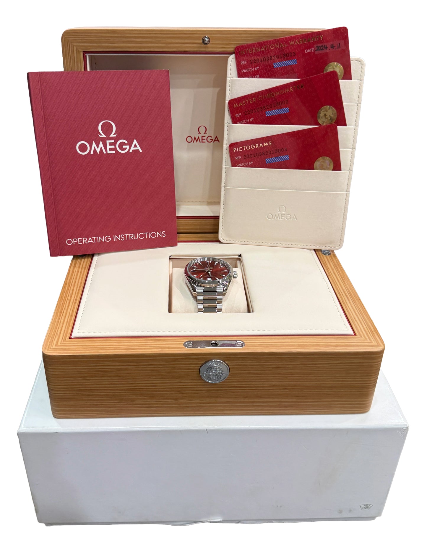 2024 PAPERS Omega Seamaster Aqua Terra Shades RED 38mm 220.10.38.20.13.003 BOX