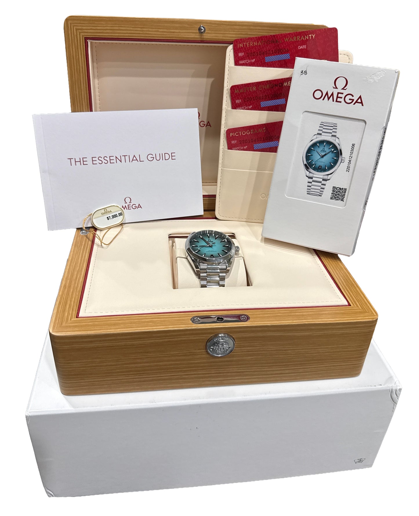 NEW PAPERS Omega Seamaster Aqua Terra TEAL Steel 41mm 220.10.41.21.03.006 BOX