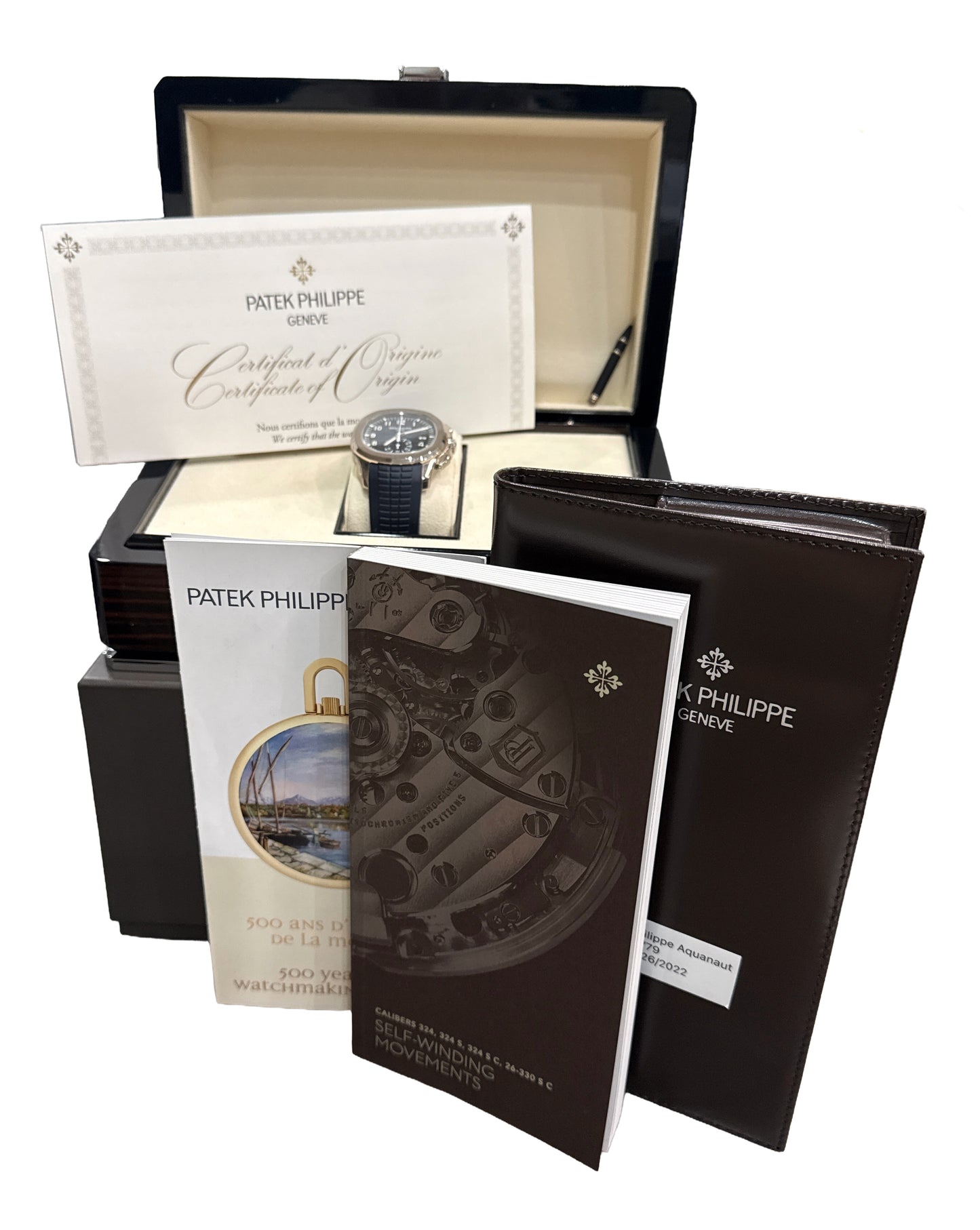2022 PAPERS Patek Philippe Aquanaut BLUE 18K White Gold 42.2mm 5968G-001 BOX