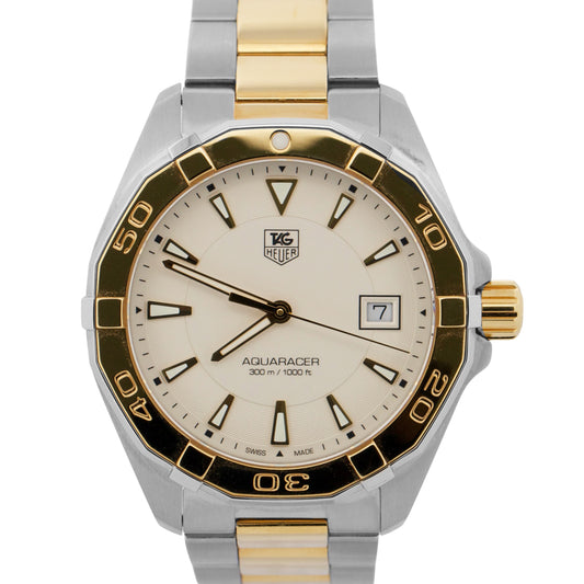 Tag Heuer Aquaracer IVORY Stainless Steel Gold 41mm Quartz WAY1120.BB0930 Watch