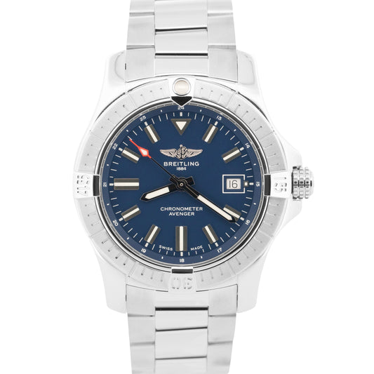 2024 PAPERS Breitling Avenger 43 BLUE Stainless Steel 43mm Watch A17318 BOX