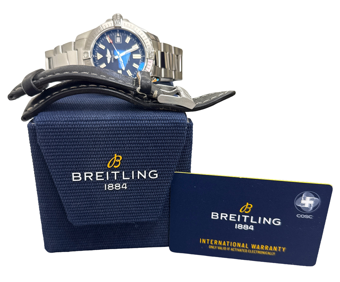 2024 PAPERS Breitling Avenger 43 BLUE Stainless Steel 43mm Watch A17318 BOX