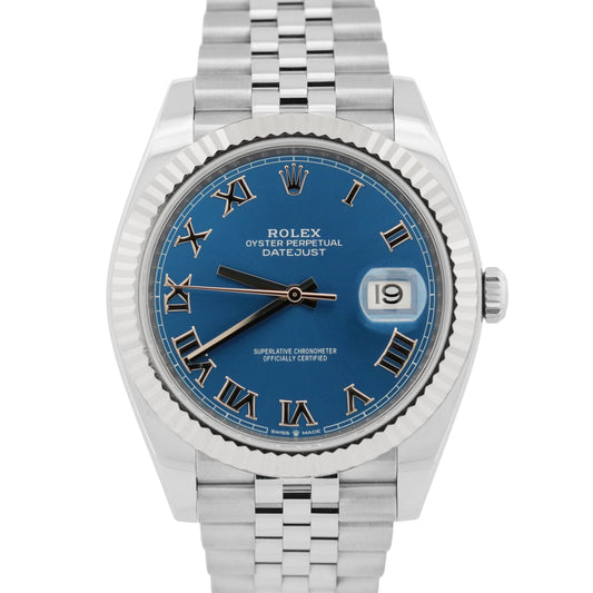 Rolex DateJust 41 AZZURRO BLUE ROMAN 18K Stainless Steel JUBILEE 41mm 126334