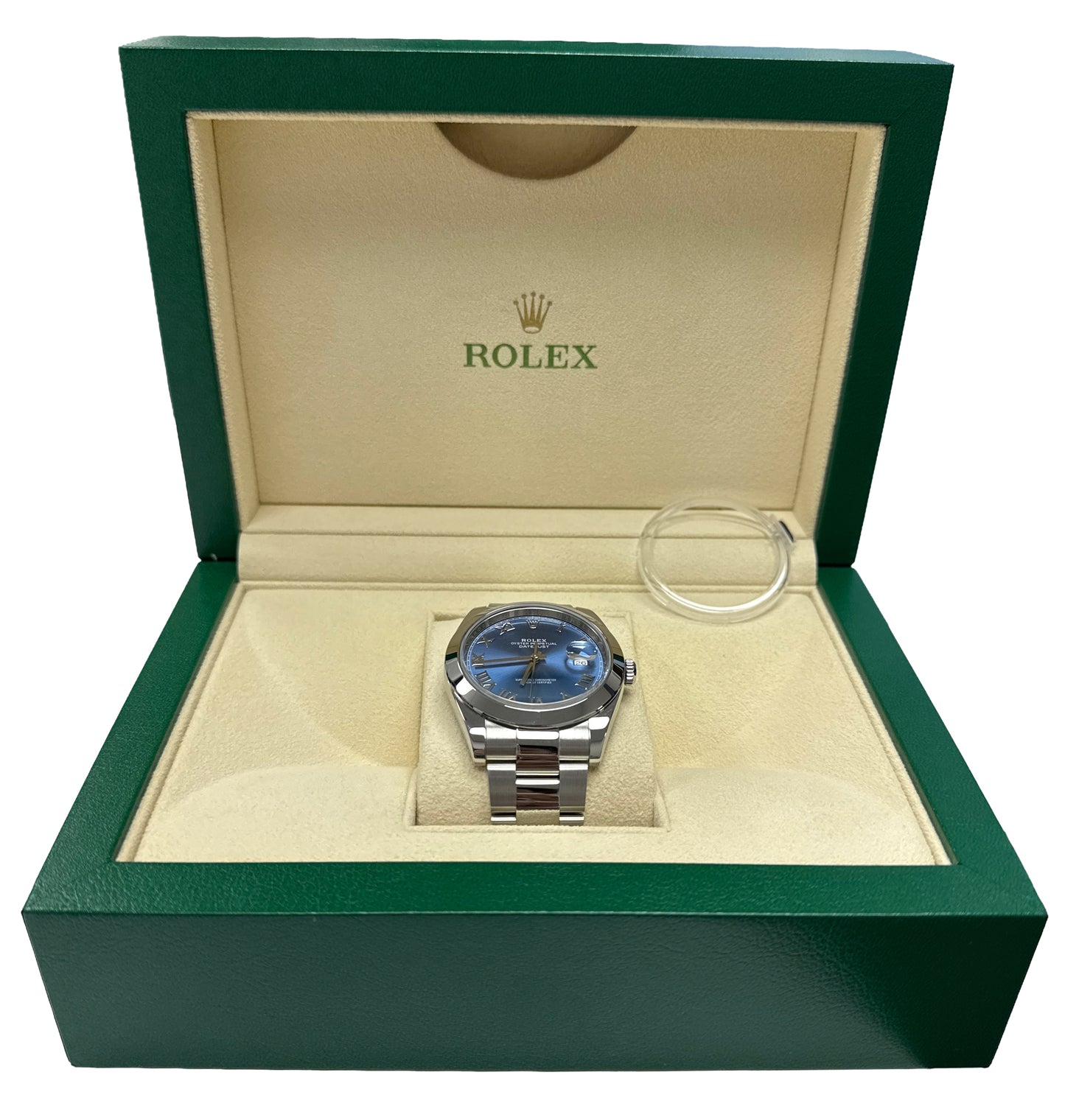 Rolex DateJust 41mm AZZURRO BLUE ROMAN Stainless Steel OYSTER Smooth 126300 BOX