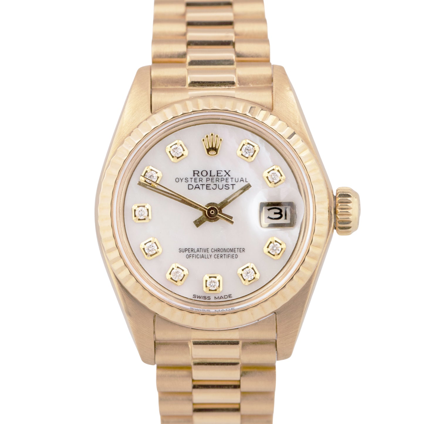 MINT Ladies Rolex Presidential Date 26mm 6917 Mother of Pearl Diamond Watch BOX