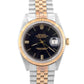 TOP CONDITION 1971 Rolex DateJust 36mm Black 14K Gold Two-Tone Steel Watch 1601