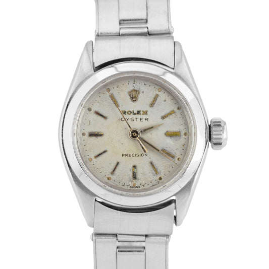 1965 PAPERS Ladies Rolex Oysterdate Precision 24mm Manual 6410 Steel Watch BOX