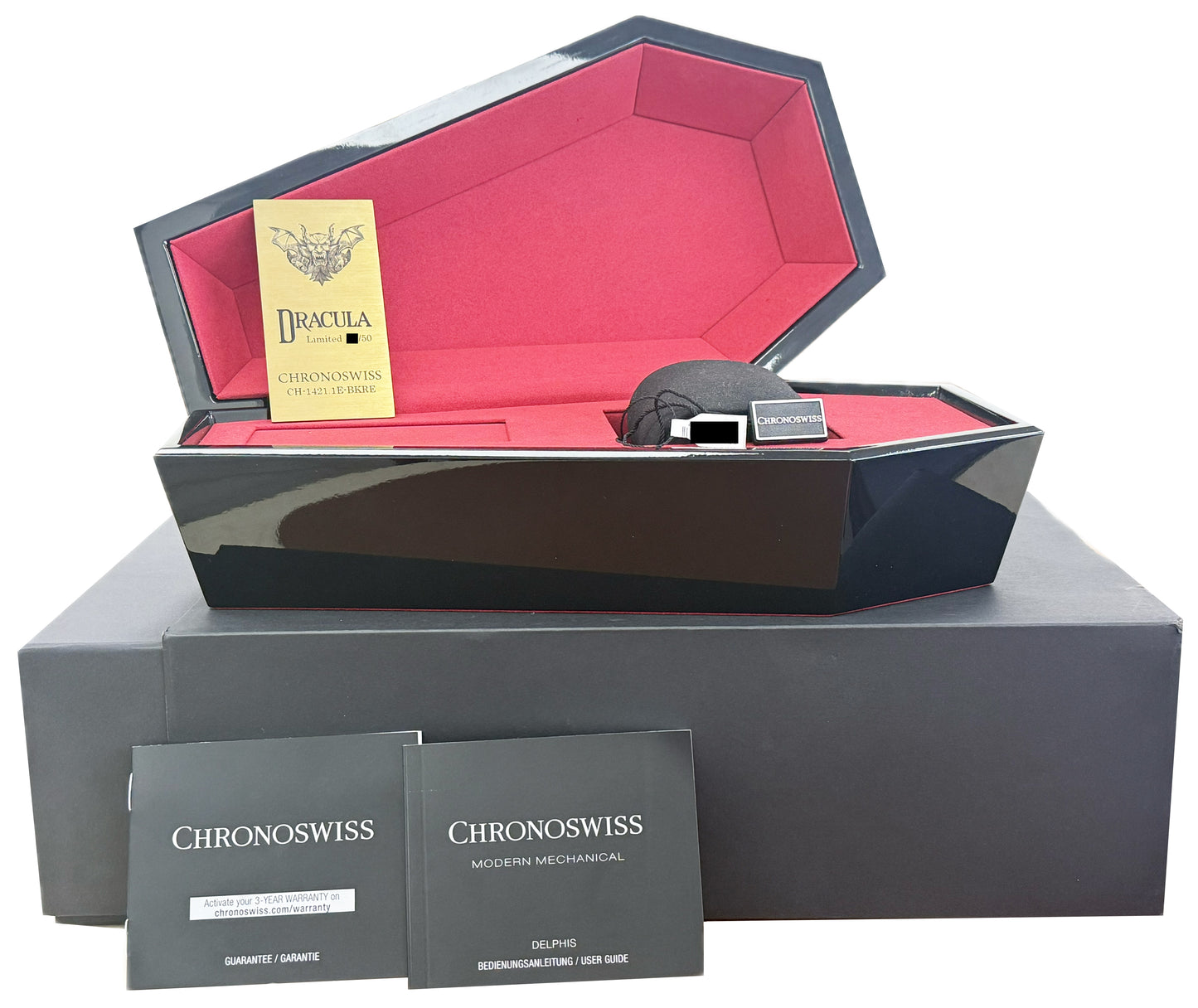 2025 PAPERS Chronoswiss Delphis Dracula CH-1421.1E-BKRE 42mm Jump Hour Red Watch