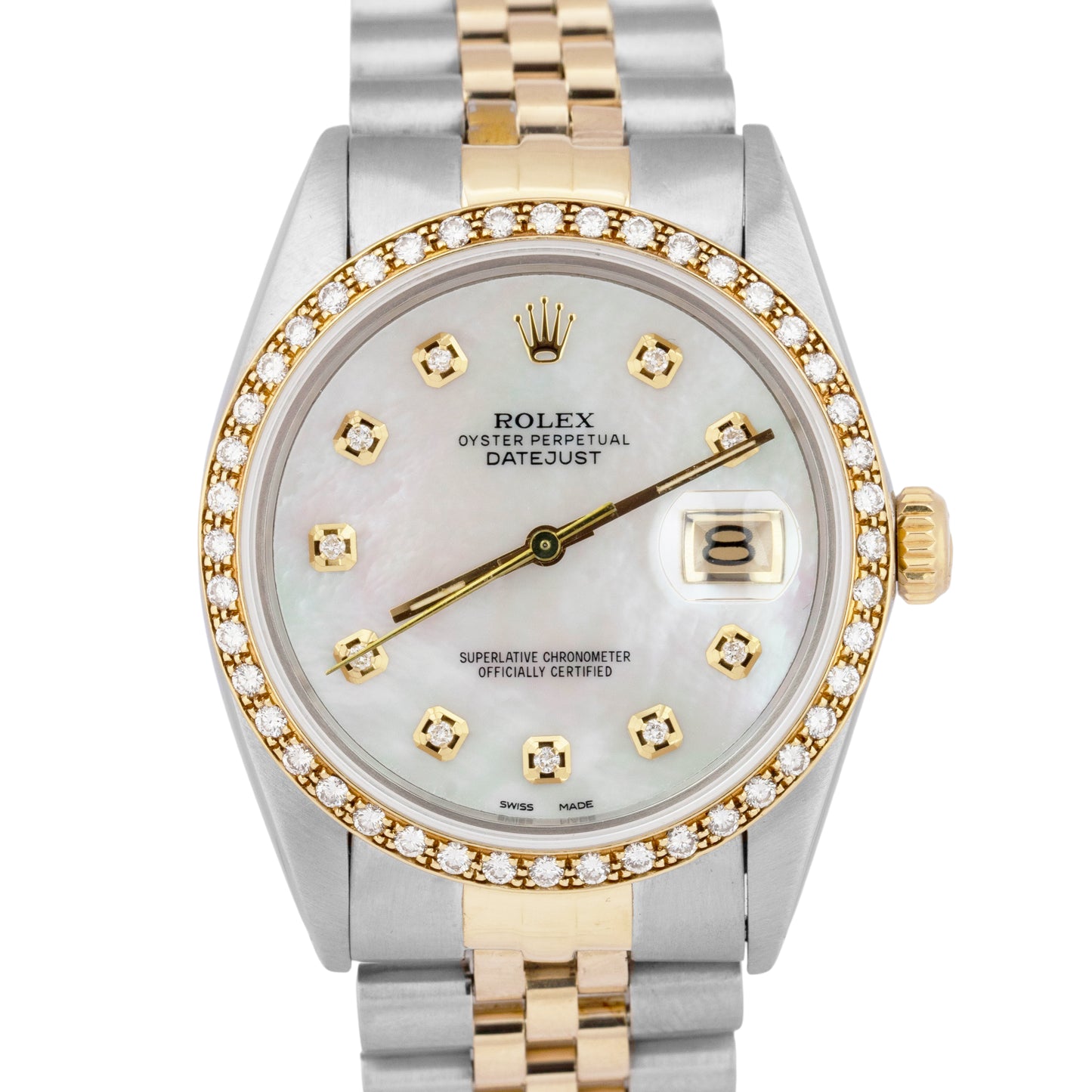 Rolex DateJust 36mm MOP DIAMOND 18K Gold Two-Tone Stainless Steel Watch 16013