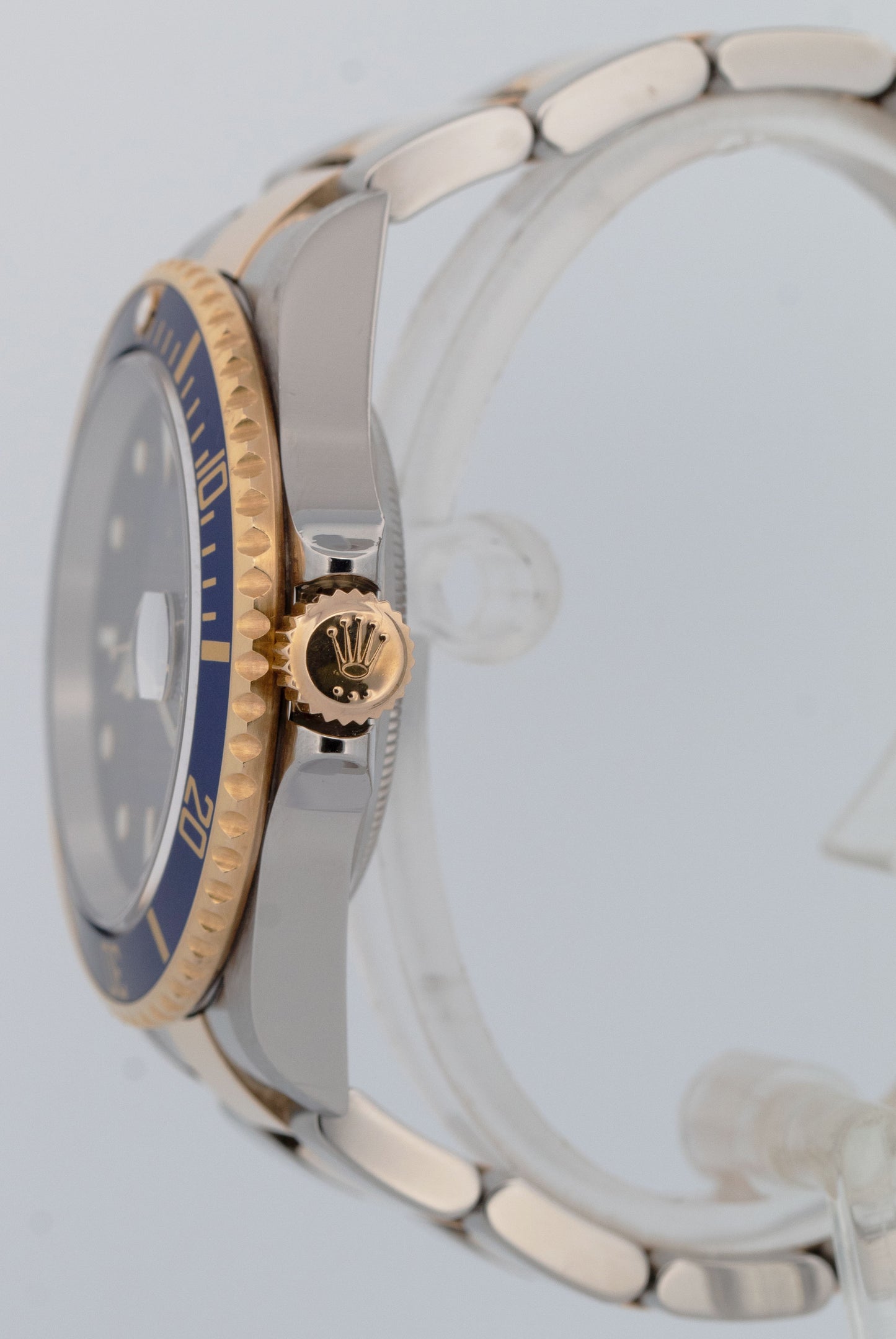 PAPERS Rolex Submariner 40mm Blue NO-HOLE 18K Yellow GOLD BUCKLE Watch 16613 BOX