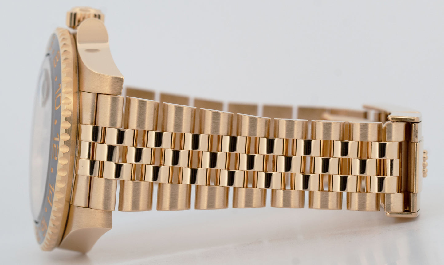 MINT 2023 PAPERS Rolex GMT-Master II Black 18K Gold JUBILEE 40mm 126718 GRNR BOX