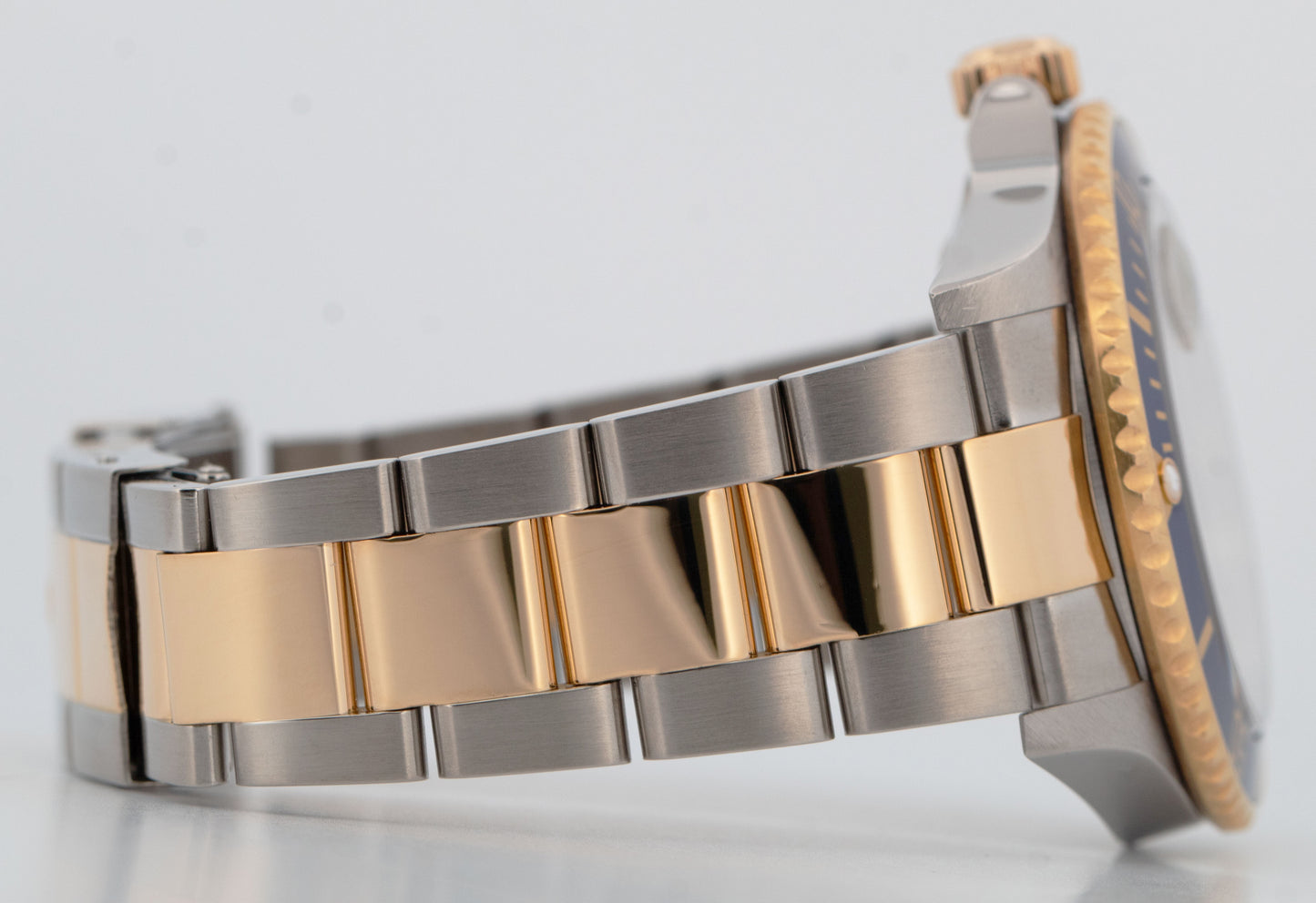 PAPERS Rolex Submariner 40mm Blue NO-HOLE 18K Yellow GOLD BUCKLE Watch 16613 BOX