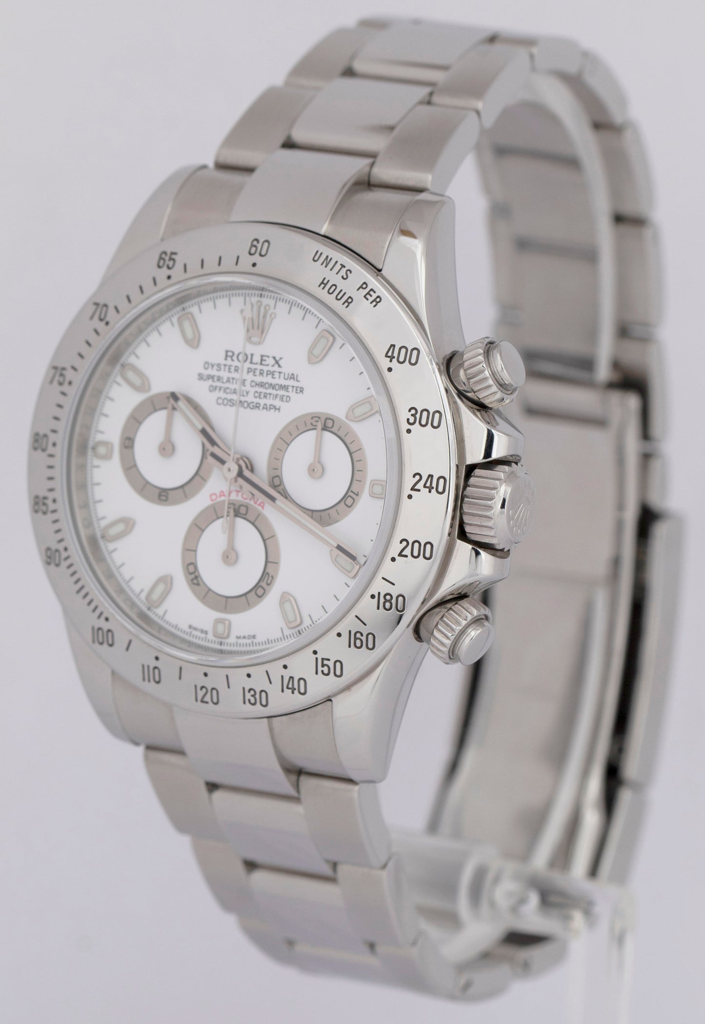 MINT PAPERS Rolex Daytona Cosmograph APH White 40mm FAT BUCKLE REHAUT 116520 BOX