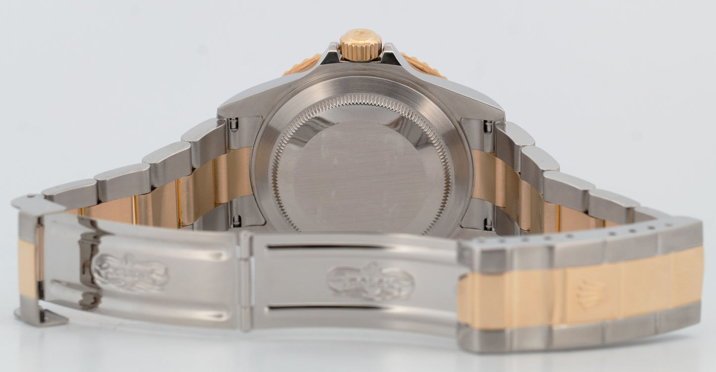 PAPERS Rolex Submariner 40mm Blue NO-HOLE 18K Yellow GOLD BUCKLE Watch 16613 BOX