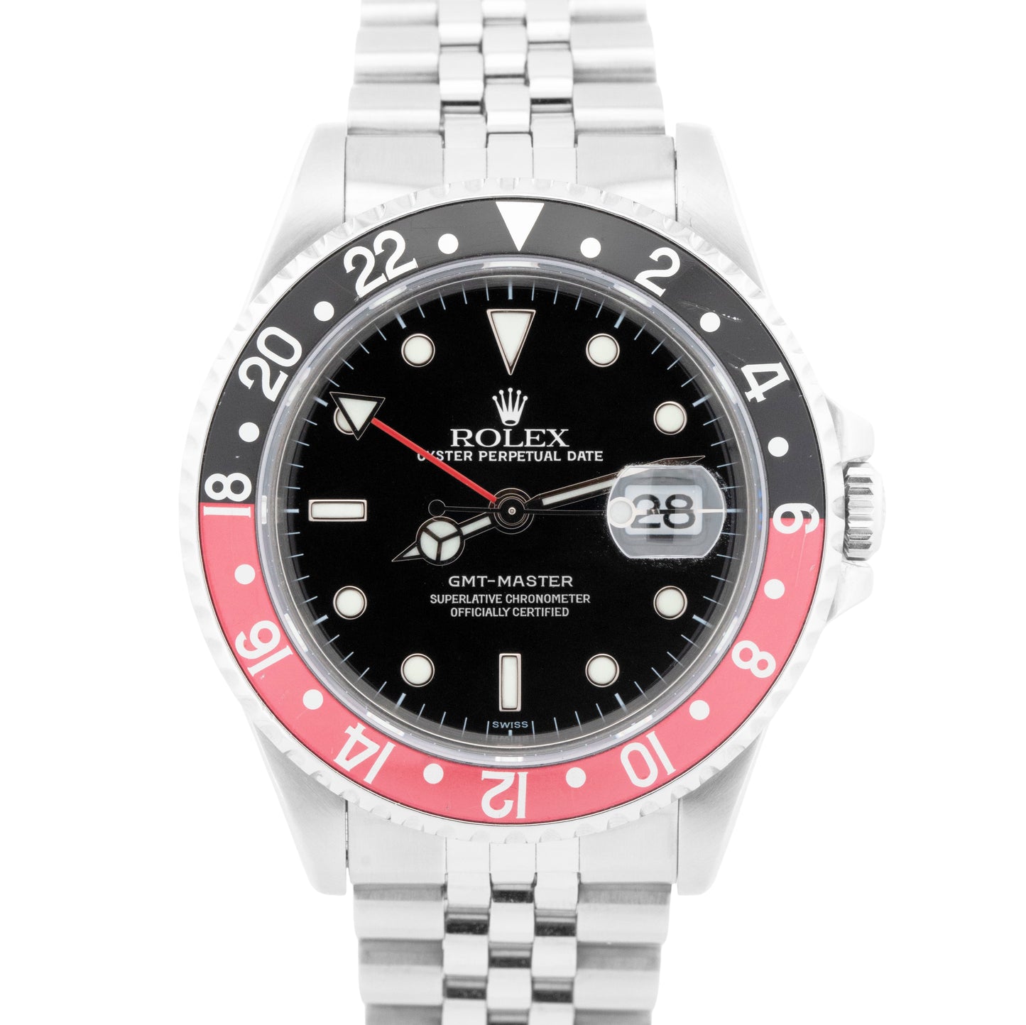 MINT 1991 Rolex GMT-Master COKE 40mm Jubilee Stainless Black Red Watch 16700
