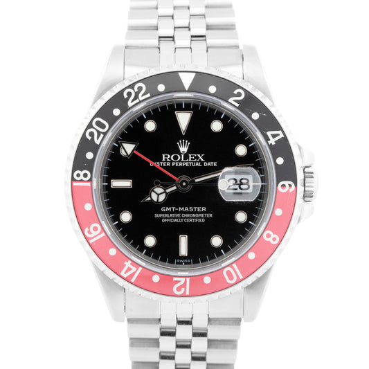 MINT 1991 Rolex GMT-Master COKE 40mm Jubilee Stainless Black Red Watch 16700