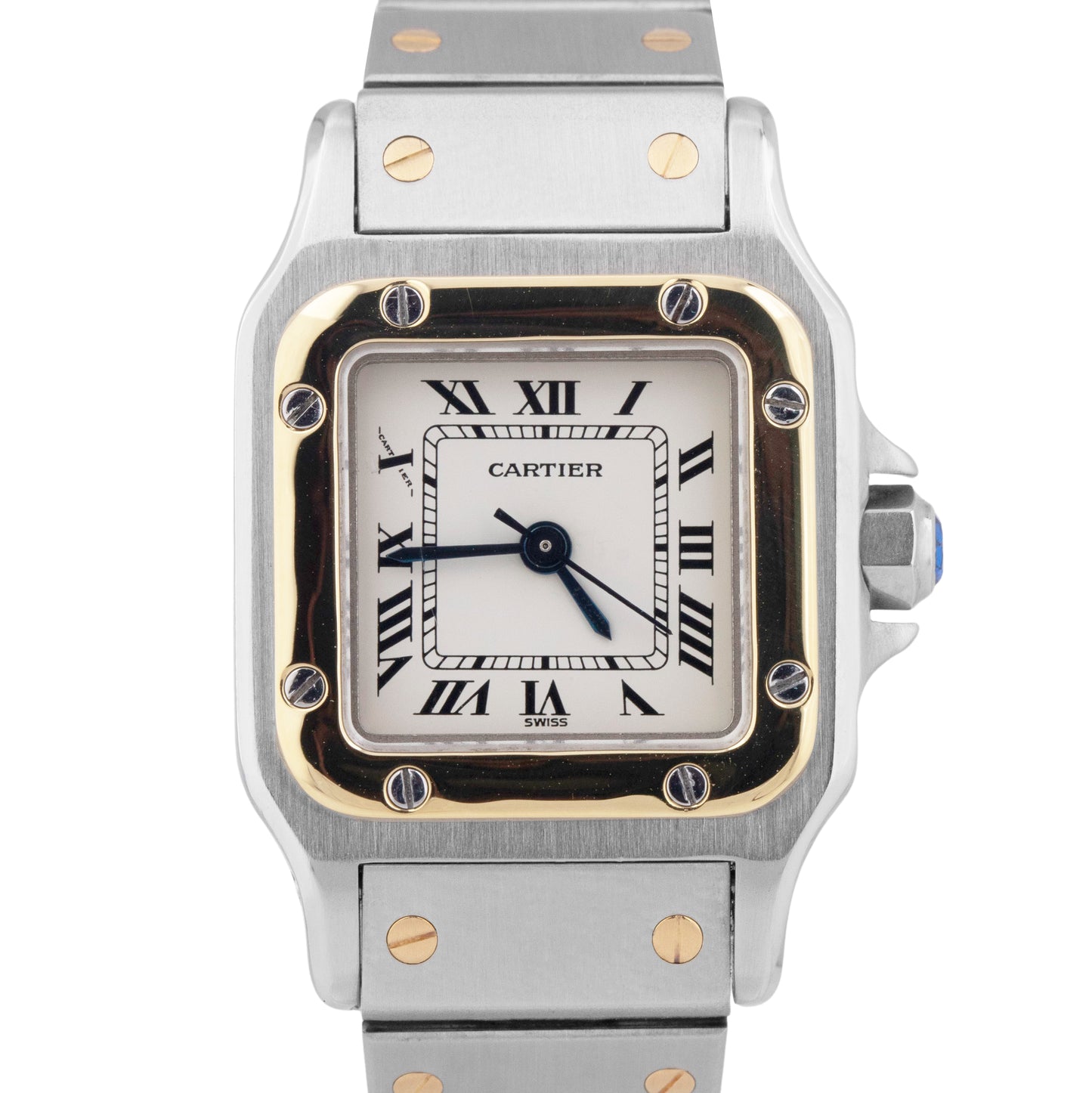 Ladies Cartier Santos IVORY ROMAN Two-Tone 18K Gold Automatic 24mm Watch 0902