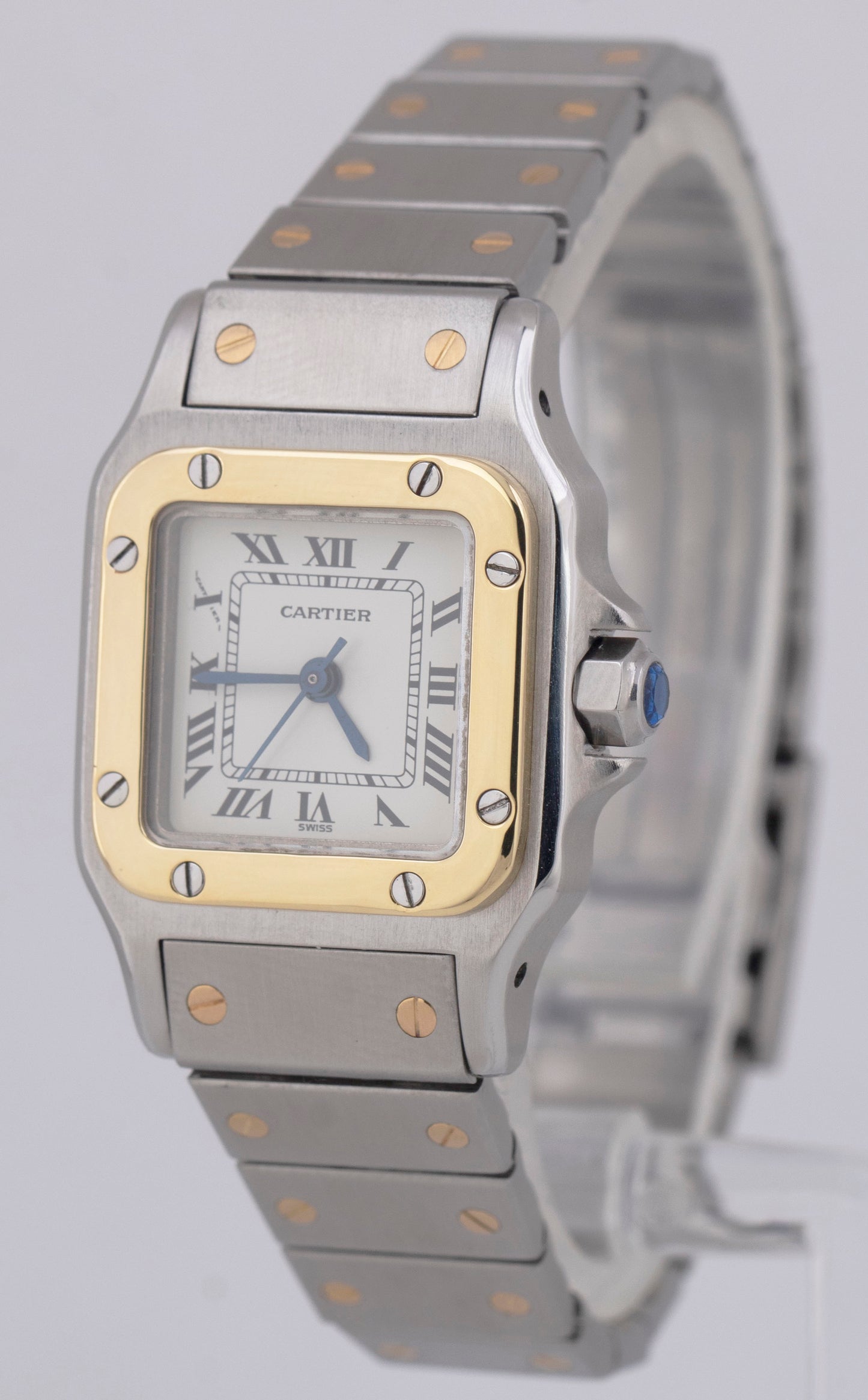 Ladies Cartier Santos IVORY ROMAN Two-Tone 18K Gold Automatic 24mm Watch 0902