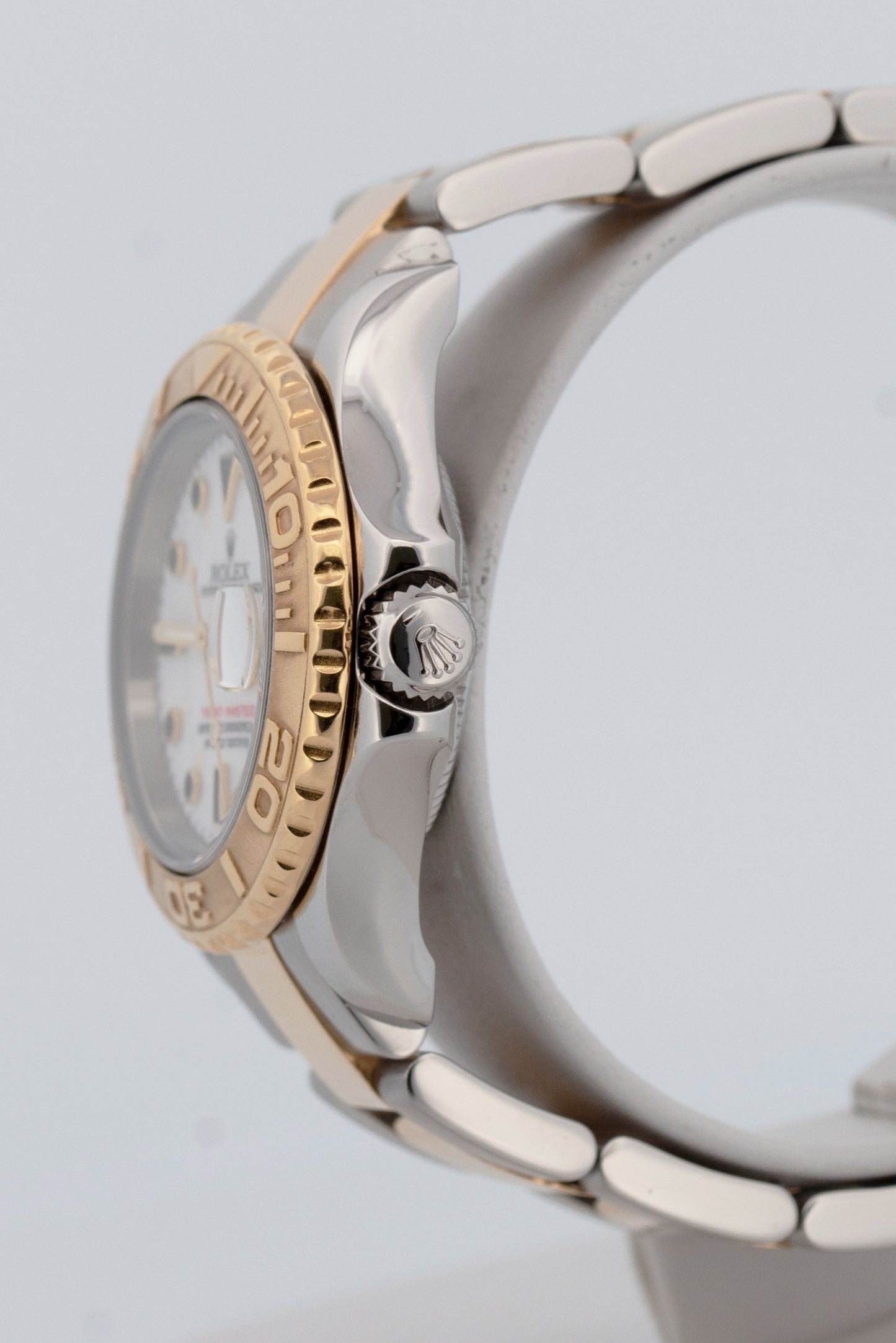 Ladies Rolex Yacht-Master 29mm 69623 White 18K Yellow Gold Steel Date Dive Watch