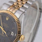 TOP CONDITION 1971 Rolex DateJust 36mm Black 14K Gold Two-Tone Steel Watch 1601