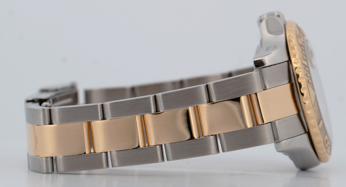 Ladies Rolex Yacht-Master 29mm 69623 White 18K Yellow Gold Steel Date Dive Watch