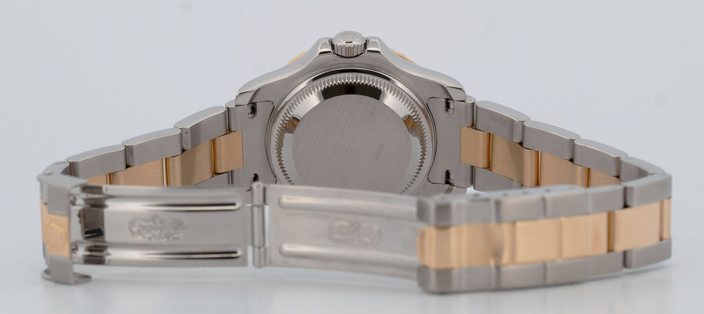 Ladies Rolex Yacht-Master 29mm 69623 White 18K Yellow Gold Steel Date Dive Watch