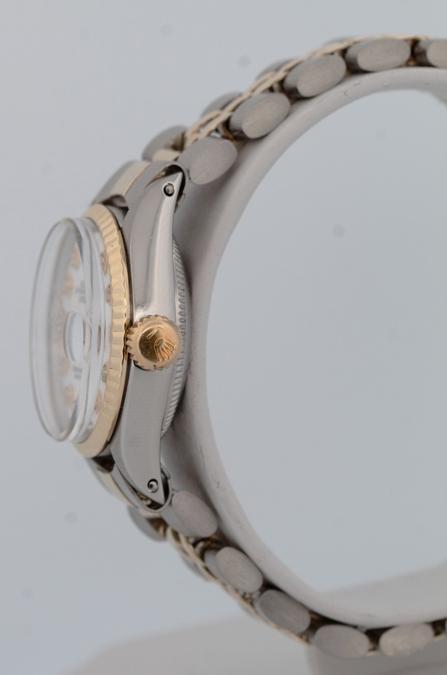Ladies Rolex Date 26mm White DIAMOND Two-Tone JUBILEE Gold Fluted 6517 Watch