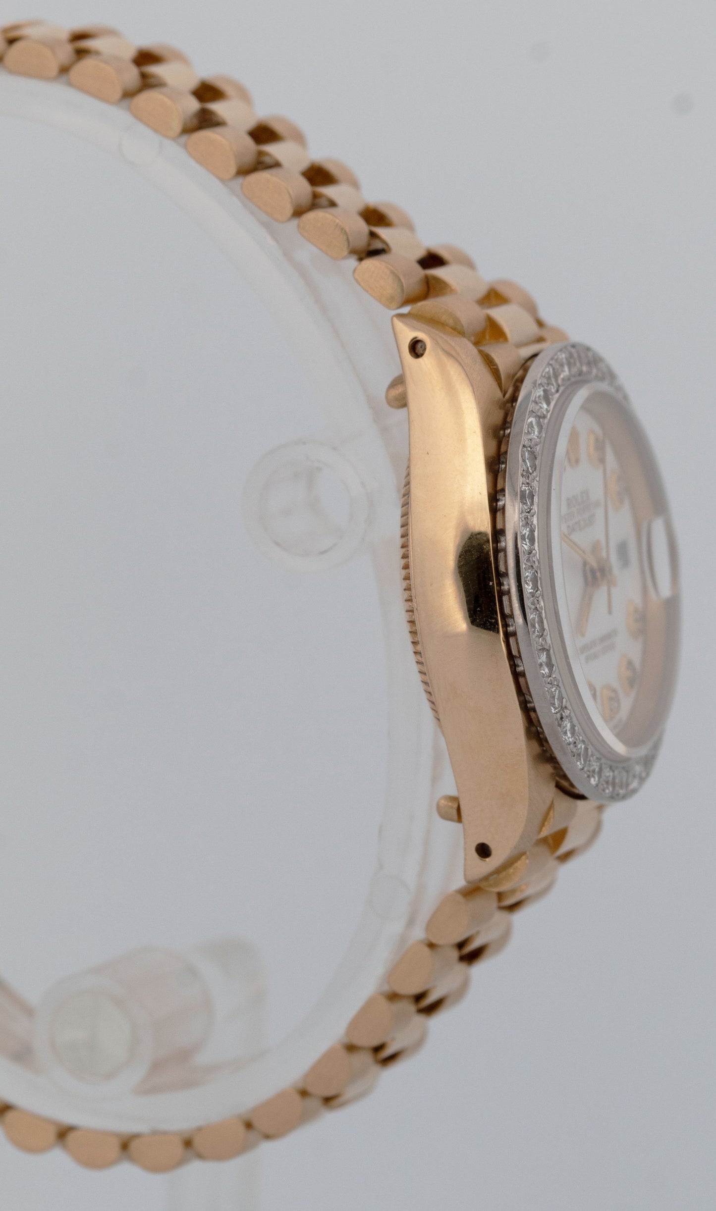 PAPERS Ladies Rolex DateJust President 26mm WHITE DIAMOND Gold 6917 Watch BOX