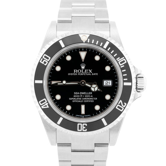 NEW STICKERED PAPERS Rolex Sea-Dweller 16600 40mm Black Steel NOS Date Watch BOX