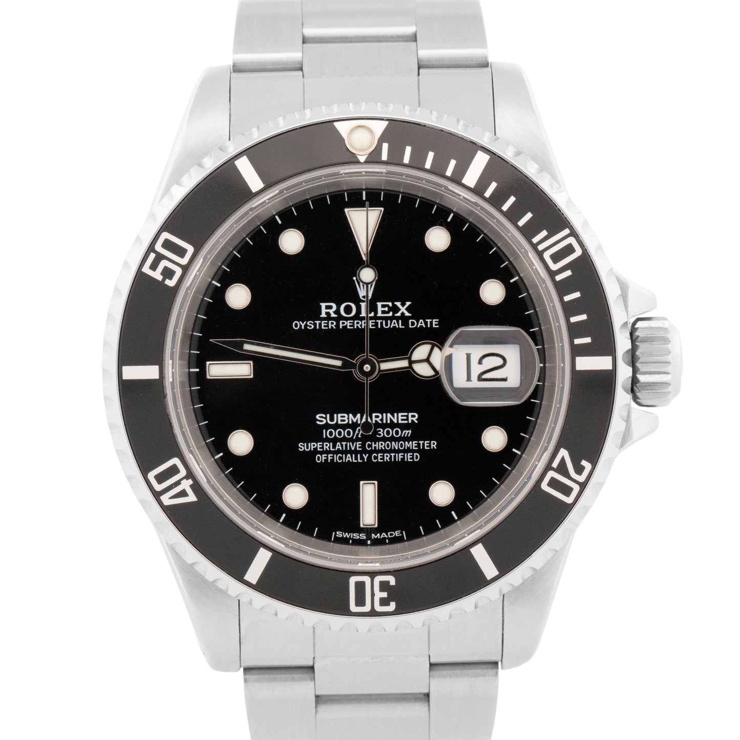 CPO Rolex Submariner Date BLACK Stainless Steel 40mm 16610 Oyster Date Watch