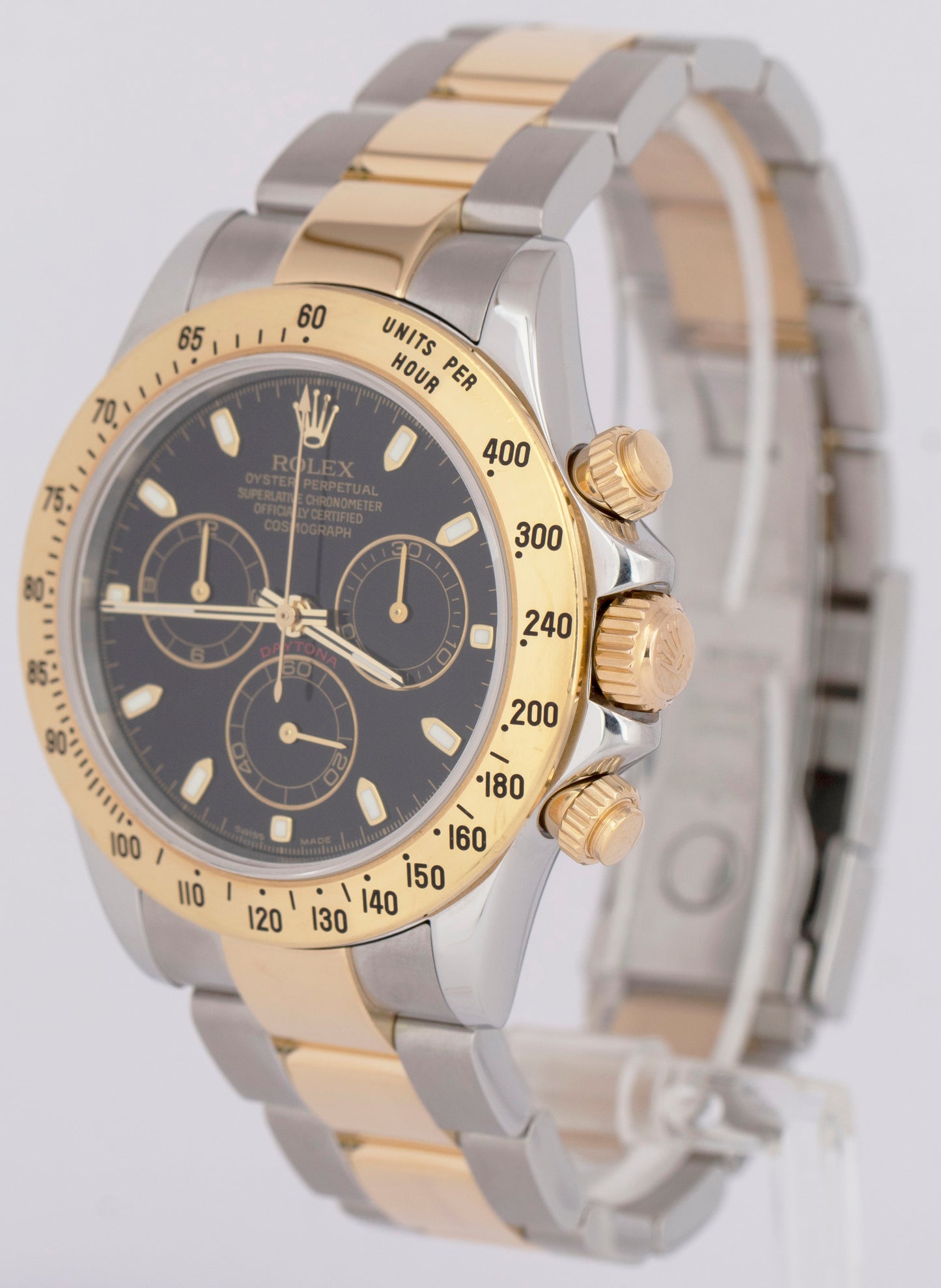 MINT 2004 Rolex Daytona Cosmograph 40mm Black Two-Tone 18K Gold Watch 116523 BOX