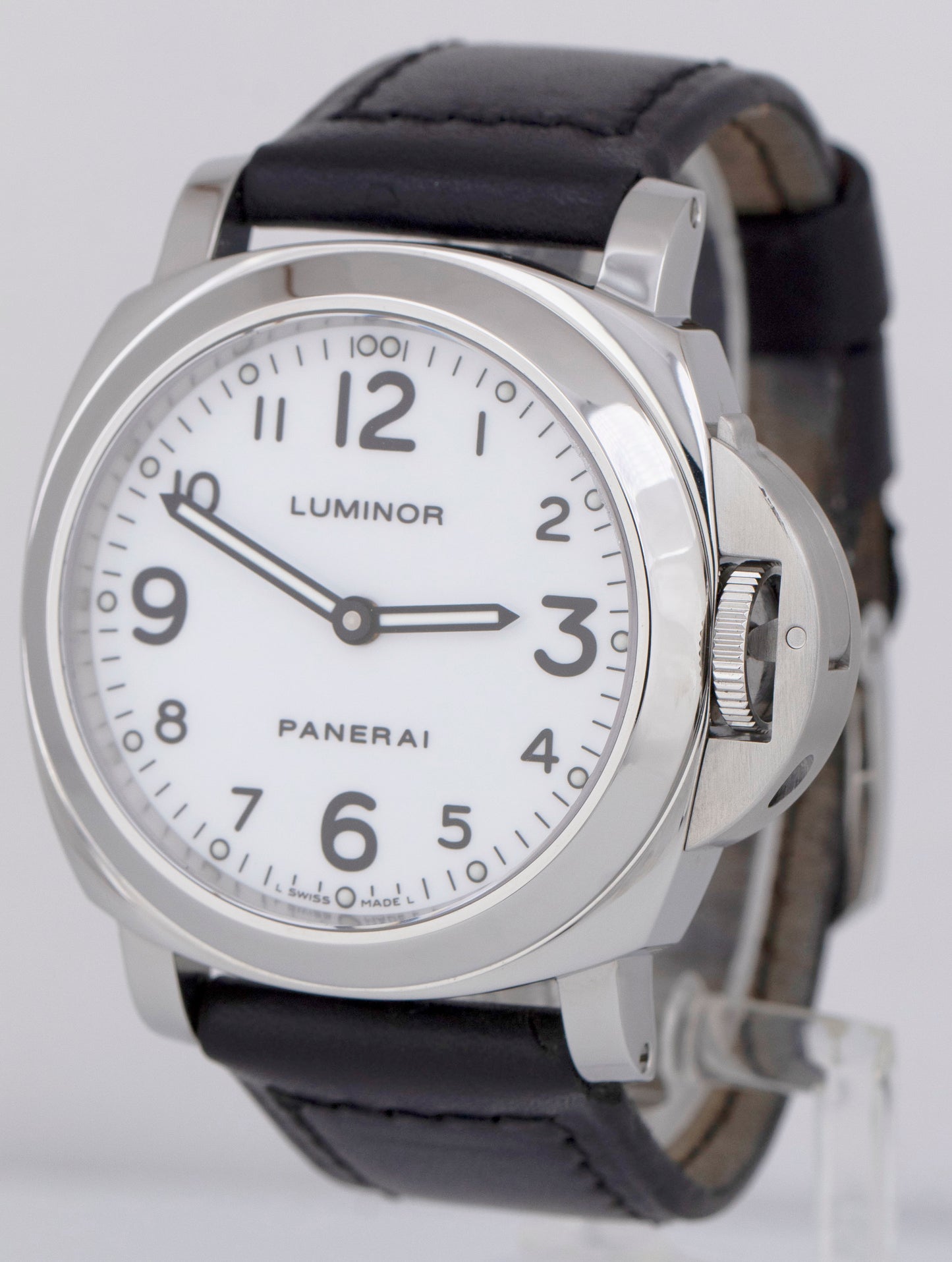 MINT Panerai Luminor Base PAM00114 Steel White Leather 44mm Manual PAM114