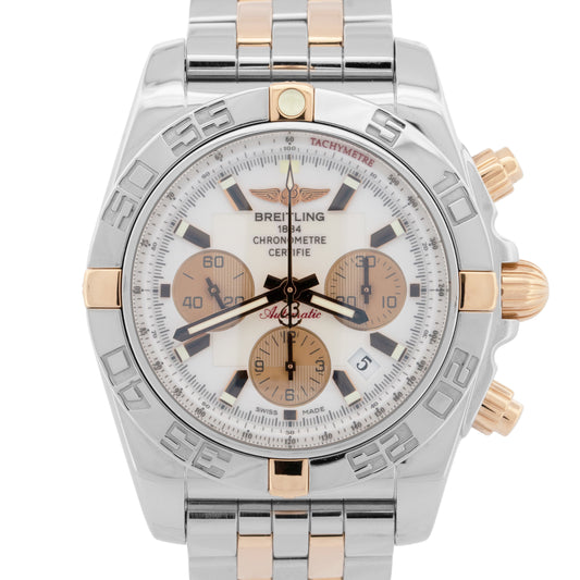 Breitling Chronomat Chronograph 44mm 18K Rose Gold Stainless IB0110 Watch BOX