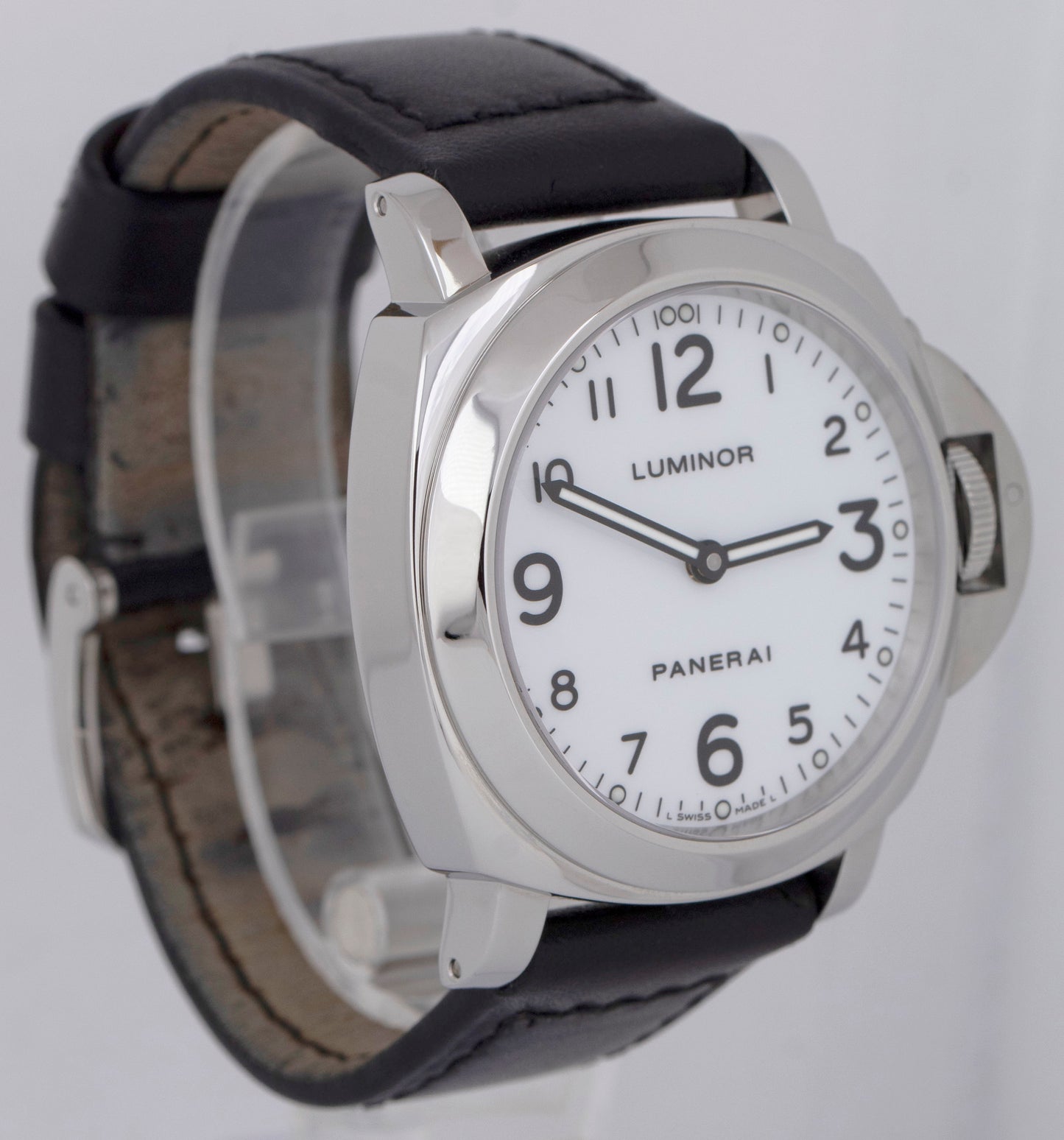 MINT Panerai Luminor Base PAM00114 Steel White Leather 44mm Manual PAM114