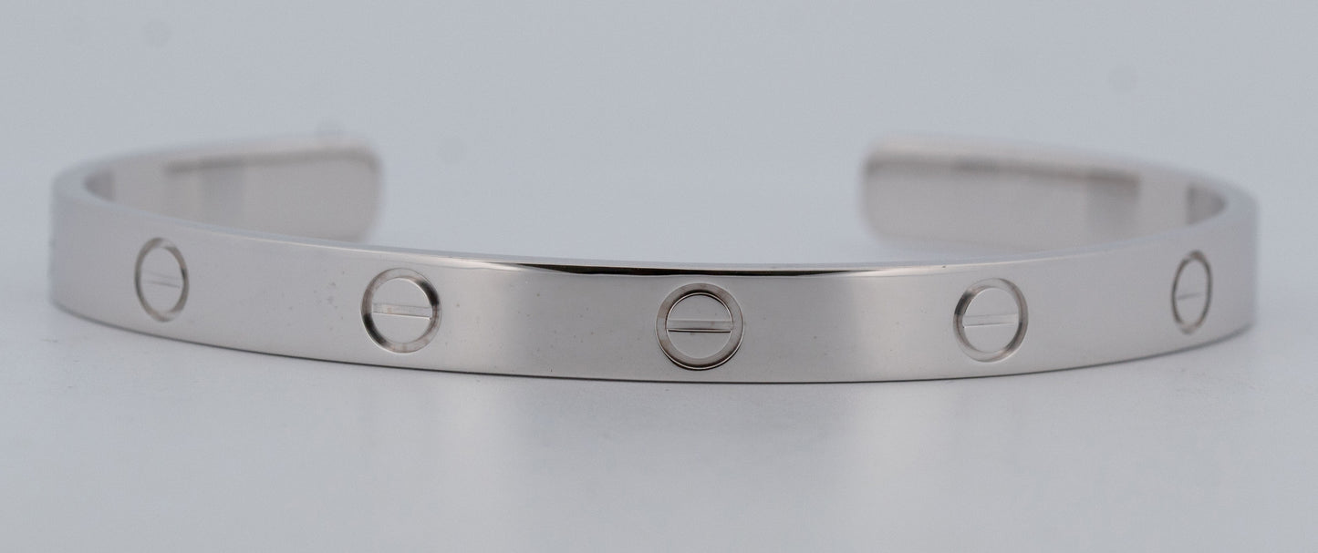 Cartier LOVE Bracelet Cuff Size 19 Solid 18K WHITE Gold AU 750