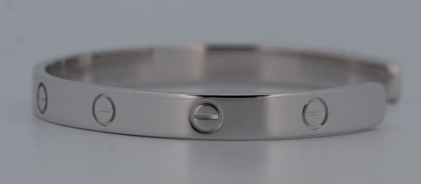 Cartier LOVE Bracelet Cuff Size 19 Solid 18K WHITE Gold AU 750