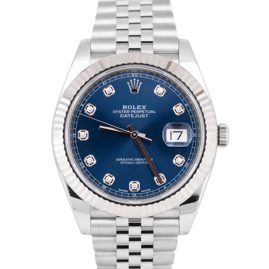 MARCH 2026 NEW PAPERS Rolex DateJust 41mm BLUE DIAMOND Jubilee FLUTED 126334 BOX