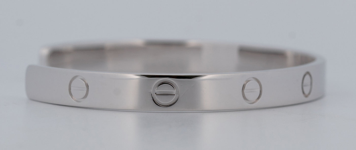 Cartier LOVE Bracelet Cuff Size 19 Solid 18K WHITE Gold AU 750