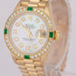 MINT Ladies Rolex DateJust President 26mm Diamond Emerald 18K Gold 69178 Watch