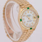 MINT Ladies Rolex DateJust President 26mm Diamond Emerald 18K Gold 69178 Watch