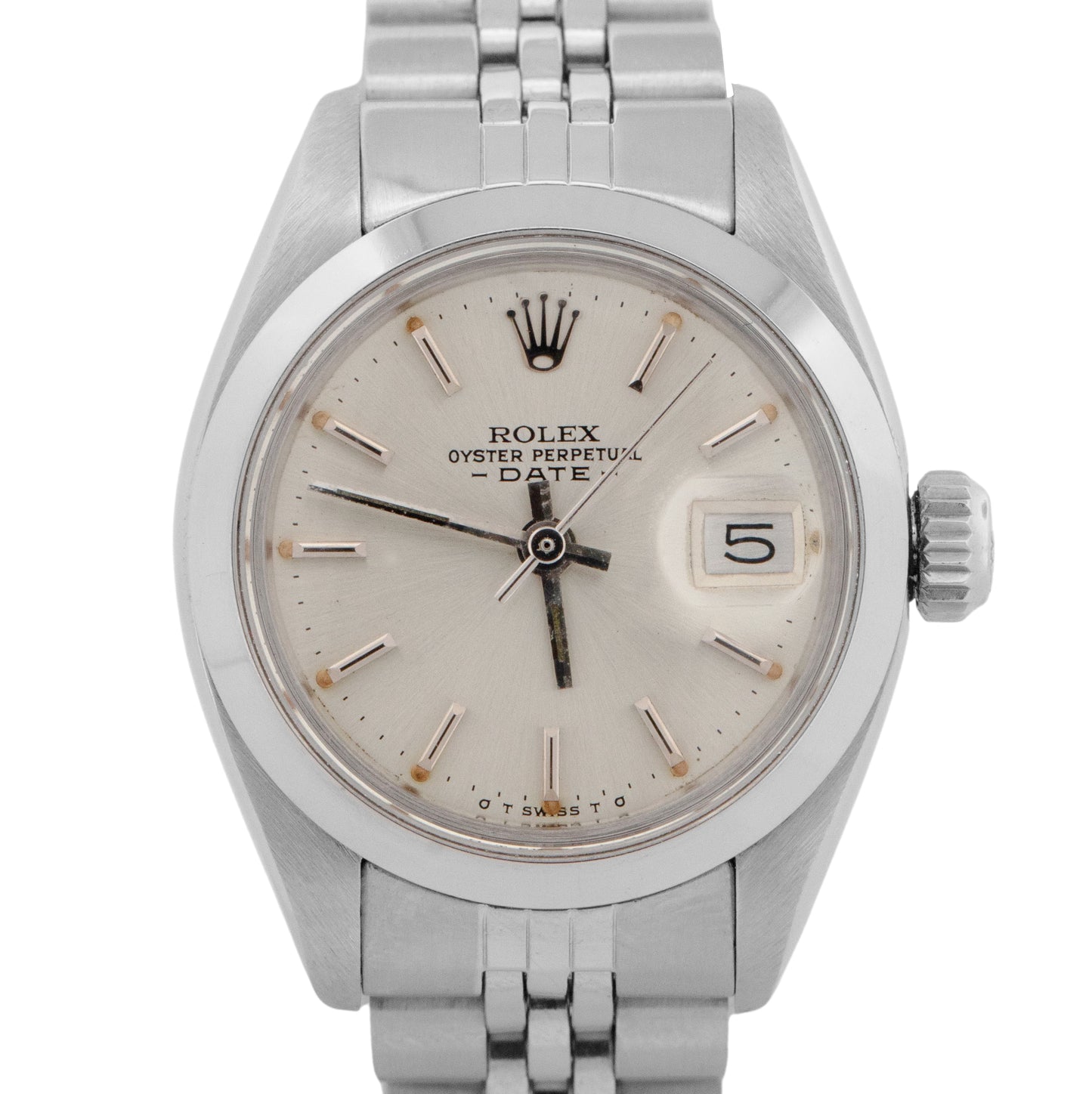 Ladies Rolex Oyster Perpetual Date 26mm Silver Stainless JUBILEE Watch 6916