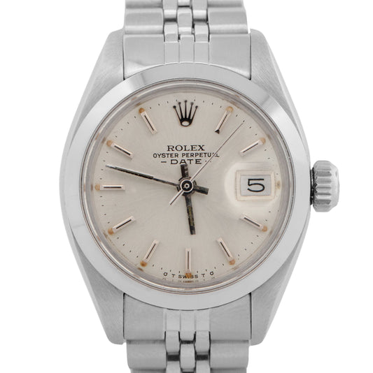 Ladies Rolex Oyster Perpetual Date 26mm Silver Stainless JUBILEE Watch 6916