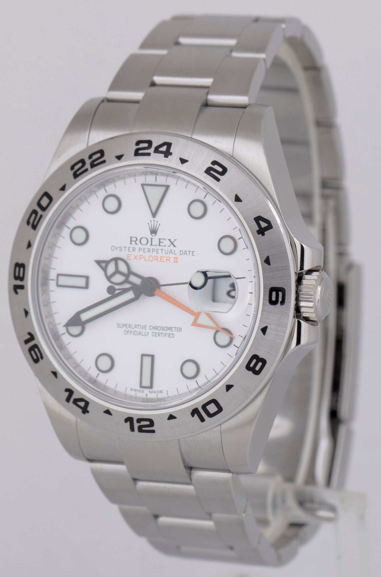 MINT PAPERS Rolex Explorer II 42mm 216570 POLAR WHITE Orange Steel GMT Watch BOX