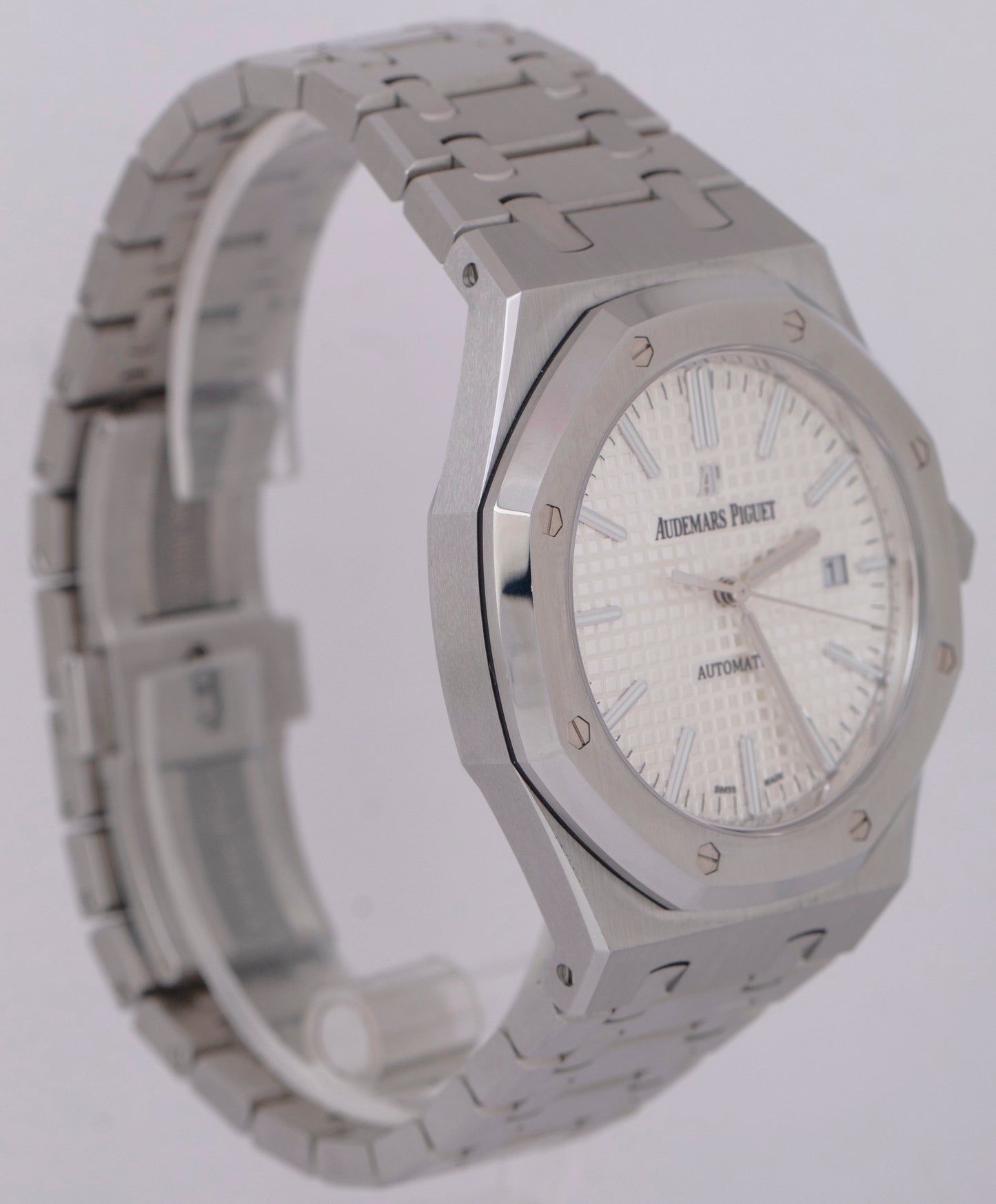 MINT Audemars Piguet Royal Oak White Steel 41mm Watch 15400ST.OO.1220ST.02