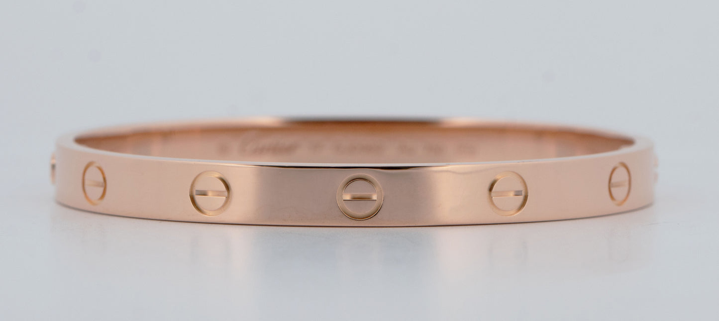 PAPERS Cartier LOVE Bracelet 18K ROSE Gold Size 17 AU 750 Screwdriver Band BOX