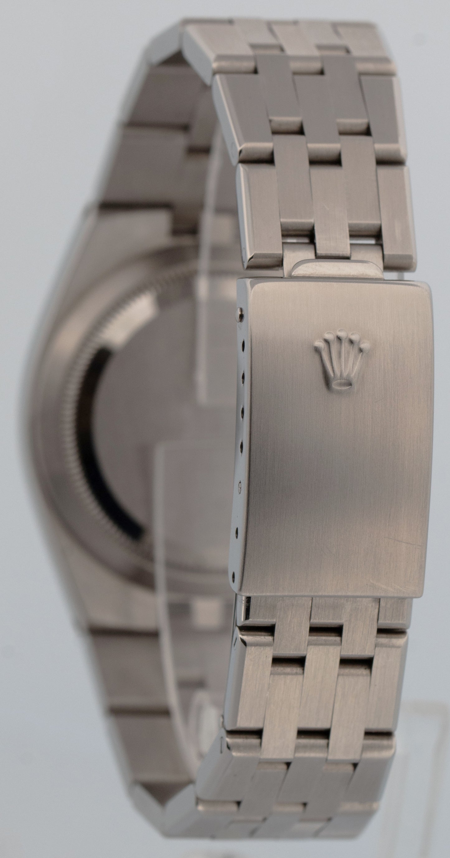 2001 Rolex OysterQuartz DateJust SILVER 36mm Steel 18K Gold Fluted Watch 17014